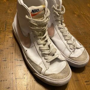 Nike Women's White and Peach High-Top Sneakers